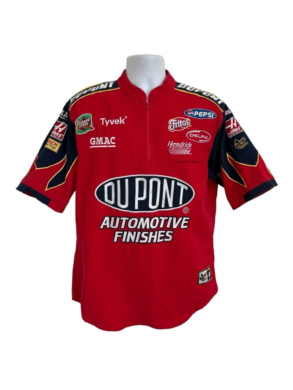Chase Authentics Dupont Automotive Nascar 1/4 Zip Pullover Shirt M Racing Flames